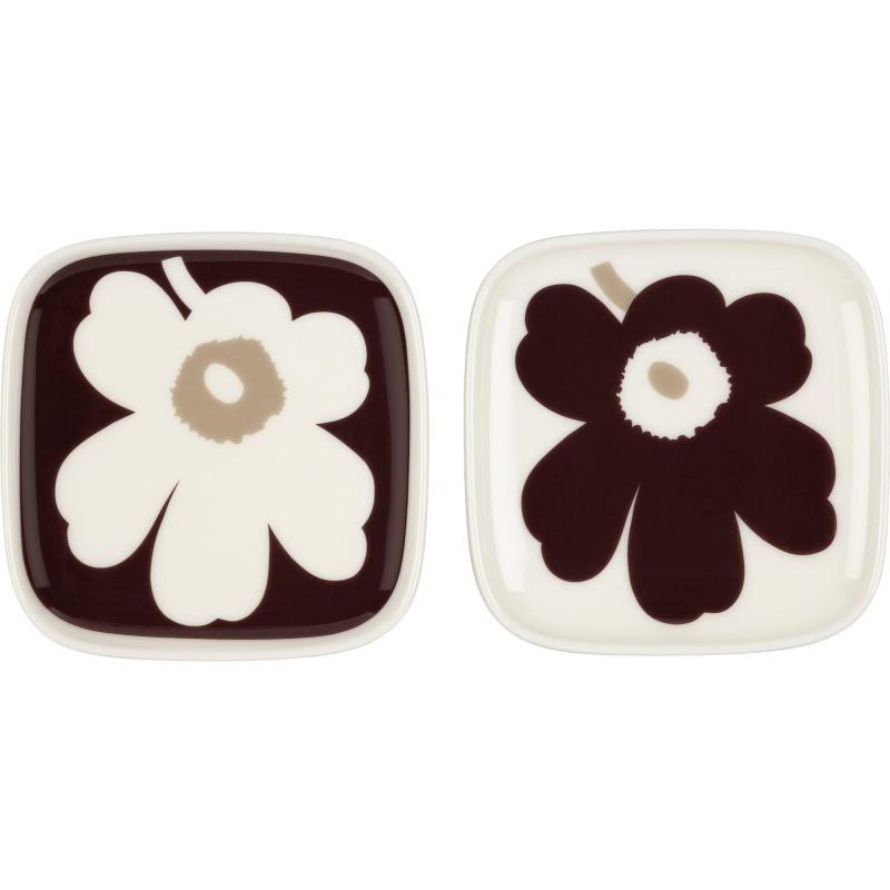 Oiva Unikko Tallerken, 10x10 Cm, 2 Pack fra Marimekko
