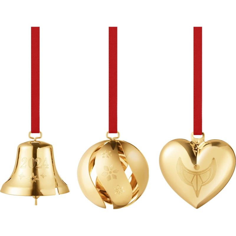 Christmas Collection 2024 Gift Set Juledekorationer 3 Dele, 18 Kt Guldbelægning fra Georg Jensen