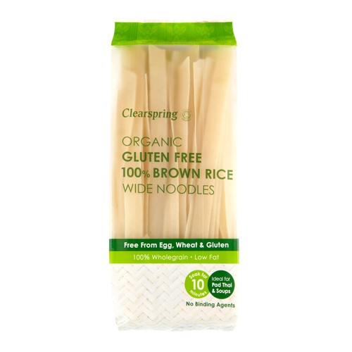 100% Brun Ris Nudler (wide) økologisk   200 Gram fra Clearspring