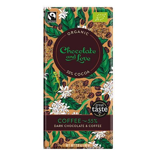 Chokolade Coffee 55% økologisk   80 Gram     fra Chocolate And Love