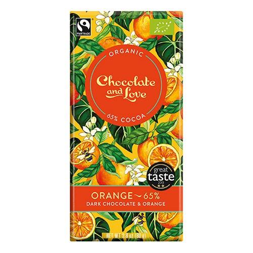 Chokolade Orange 65% økologisk    80 Gram     fra Chocolate And Love
