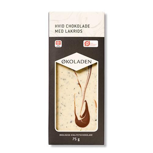 Chokolade Hvid Lakrids økologisk   75 Gram     fra økoladen