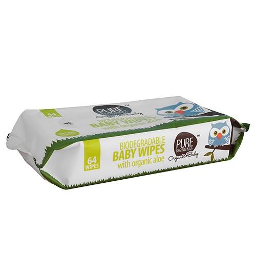 Baby Vådservietter Aloe Vera økologisk Bionedbrydelige   64 Stk     fra Pure Beginnings