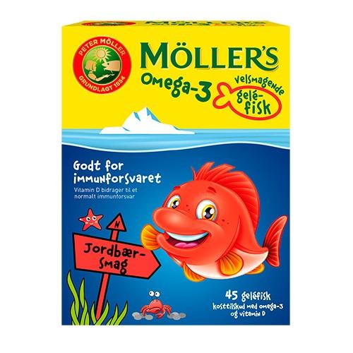 Møllers Omega 3 Fisk Jordbær   45 Gum     fra Möller's Tran