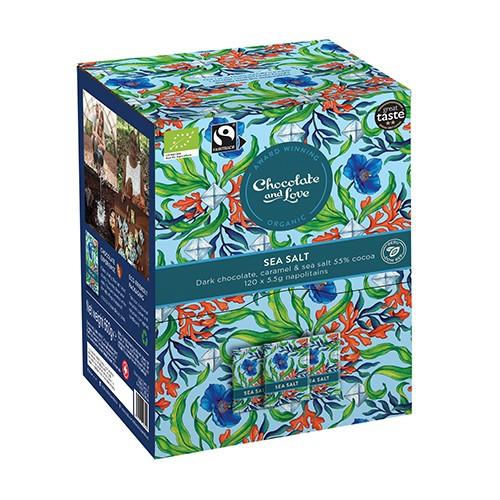 Mørk Chokolade Med Sea Salt økologisk   660 Gram (120x5.5g)     fra Chocolate And Love