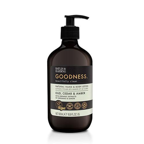 Hand & Body Lotion Oud, Cedar & Amber   500 Ml fra Baylis & Harding Goodness