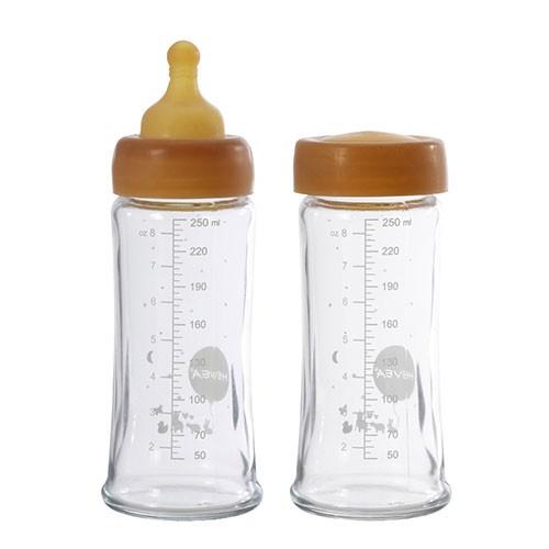 Baby Glas Sutteflaske Wide Neck 2 Pak  250ml   1 Pakke fra Hevea