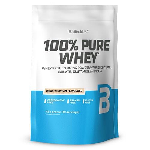 100% Pure Whey Protein Pulver Cookies & Cream   454 Gram fra Biotechusa