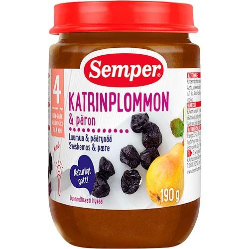 Frugtpure Med Sveske, Pære & æble 4 Mdr.   190 Gram fra Semper