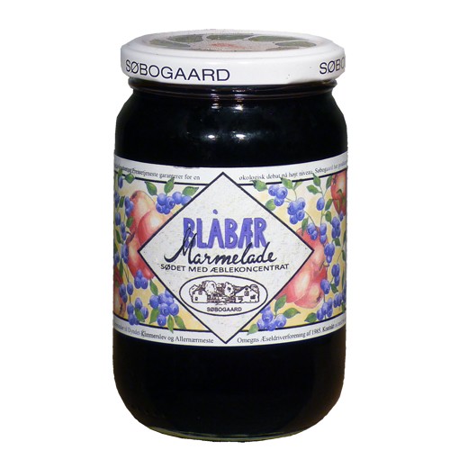 Blåbærmarmelade Sødet Med æble økologisk    390 Gram     fra Søbogaard
