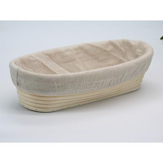 Oval Hævekurv 25 X 15 Cm I Rattan, Med Aftageligt Klæde   Hurtig Levering fra Kokkens Køkkengrej