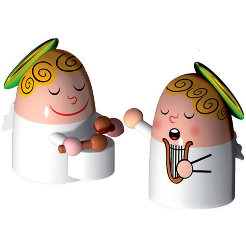 Engle Porcelænsfigurer, Harpe Og Tromme fra Alessi