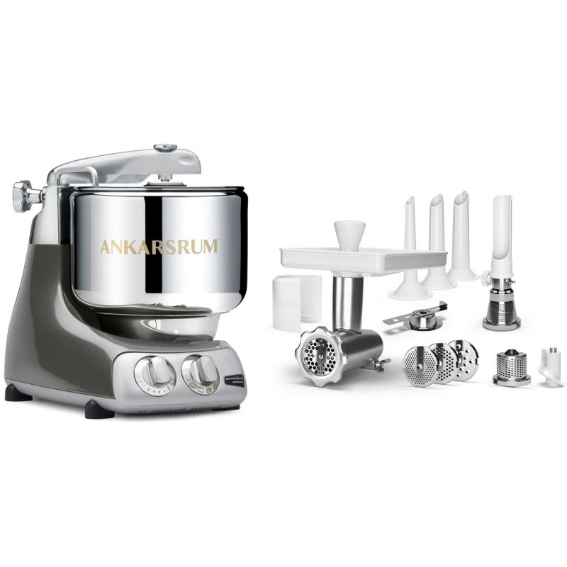 Assistent Akm 6230 Røremaskine + Komplet Kødhakker, Black Chrome fra Ankarsrum