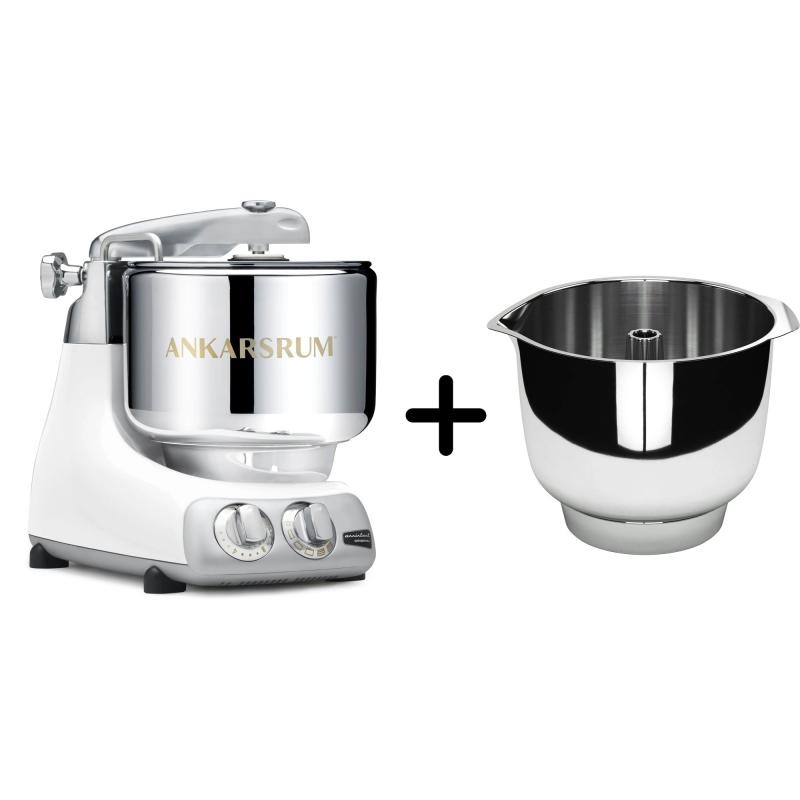 Akm 6230 Køkkenmaskine + Assistent Original Piskeskål, Mineral White fra Ankarsrum