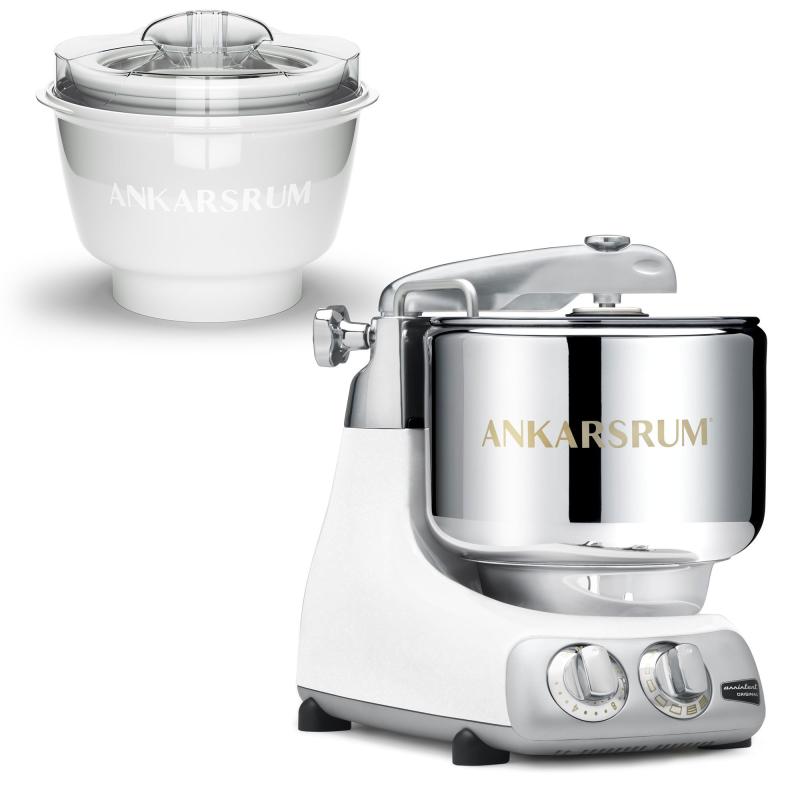 Akm 6230 Røremaskine Med Ismaskine, Glossy White fra Ankarsrum