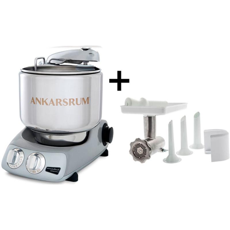 Assistent Akm 6230 Røremaskine + Kødhakker, Sølv fra Ankarsrum