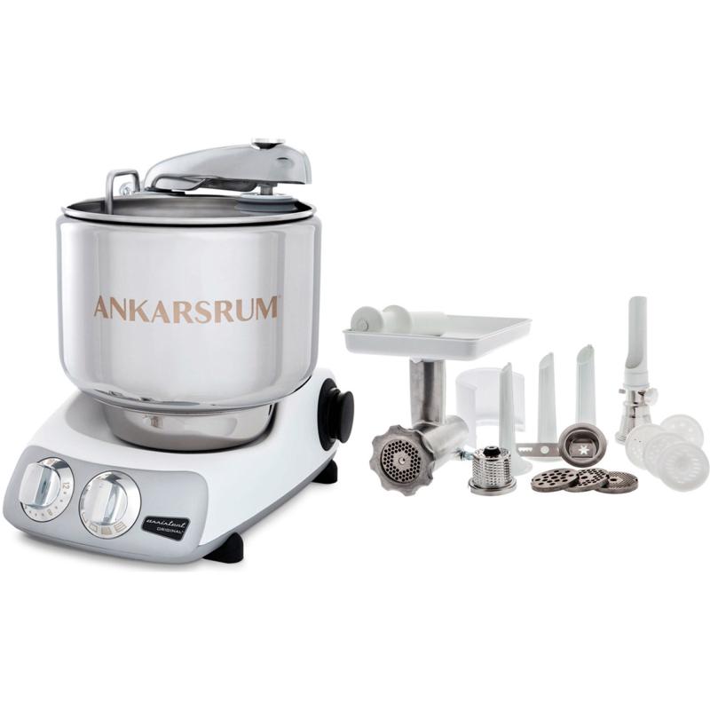 Assistent Akm 6230 Røremaskine + Komplet Kødhakker, Glossy White fra Ankarsrum