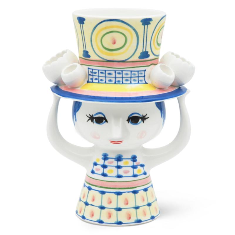 Lady With Hat Vase 20,5 Cm, Blå fra Bjørn Wiinblad