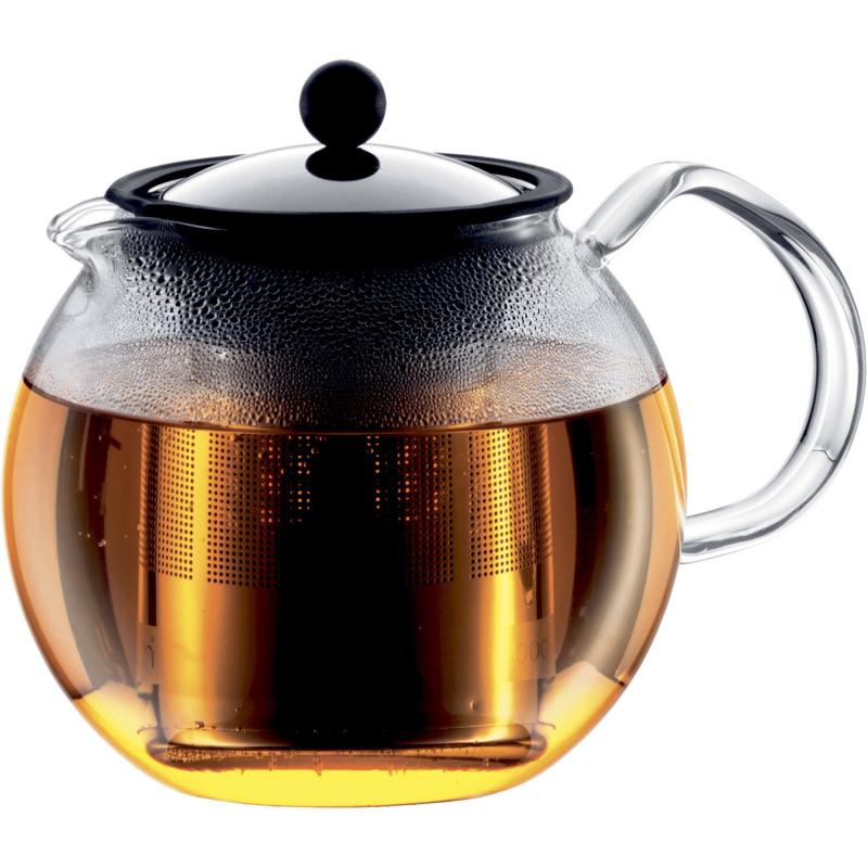 Assam Tekande Med Glashåndtag, 1,5 L, Sort Og Stål fra Bodum