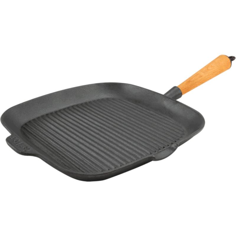 Grillpande I Støbejern 28x28 Cm, Håndtag Af Bøg fra Carl Victor