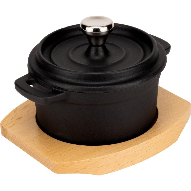 Støbejerns Serveringsgryde 10 Cm, Bordskåner I Træ fra Essentials