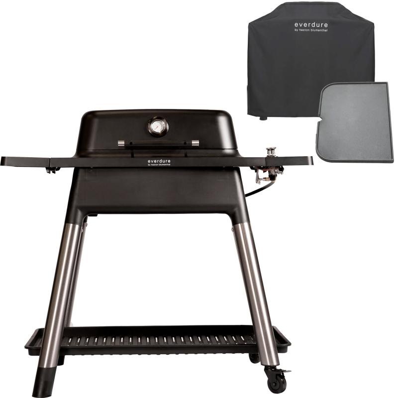 Force Gasgrill + Grillbetræk & Grillplade, Mat Sort fra Everdure