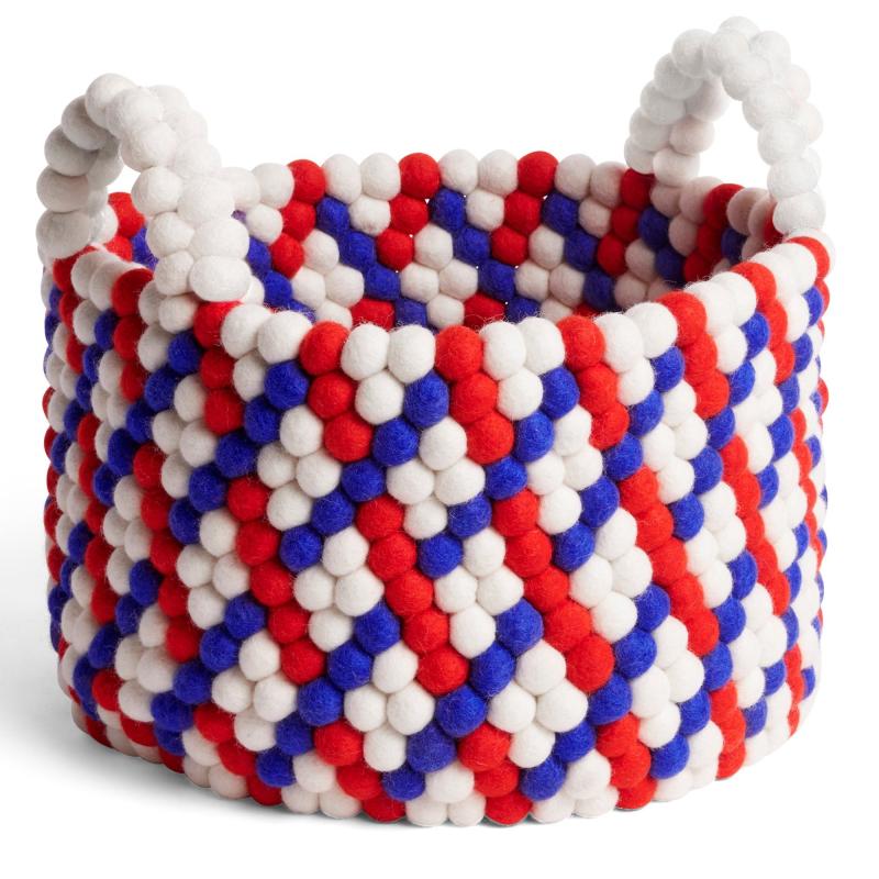 Bead Opbevaringskurv Med Håndtag, Red Basket Weave fra Hay
