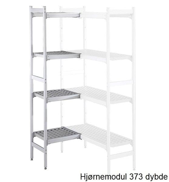 Alu. Hjørne Reol M Plasthylder 373mm   373x744mm fra Gastroudstyr