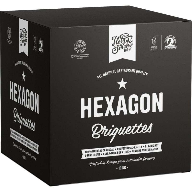 Hexagon Grillbriketter 10 Kg fra Holy Smoke Bbq