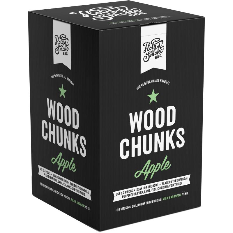 Wood Chunks 3 Kg, Apple fra Holy Smoke Bbq