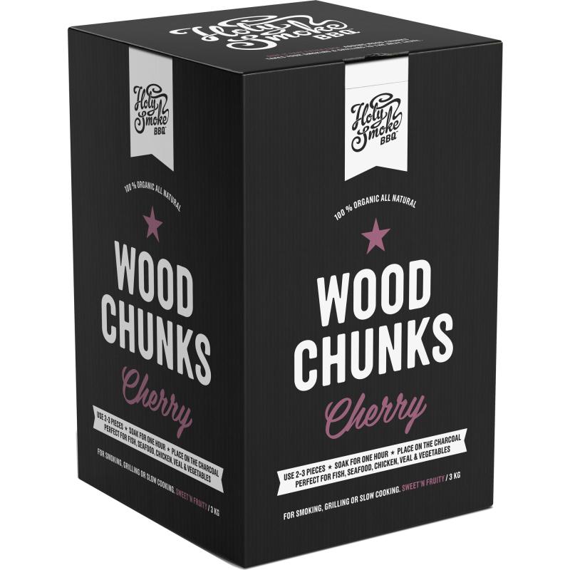 Wood Chunks 3 Kg, Cherry fra Holy Smoke Bbq