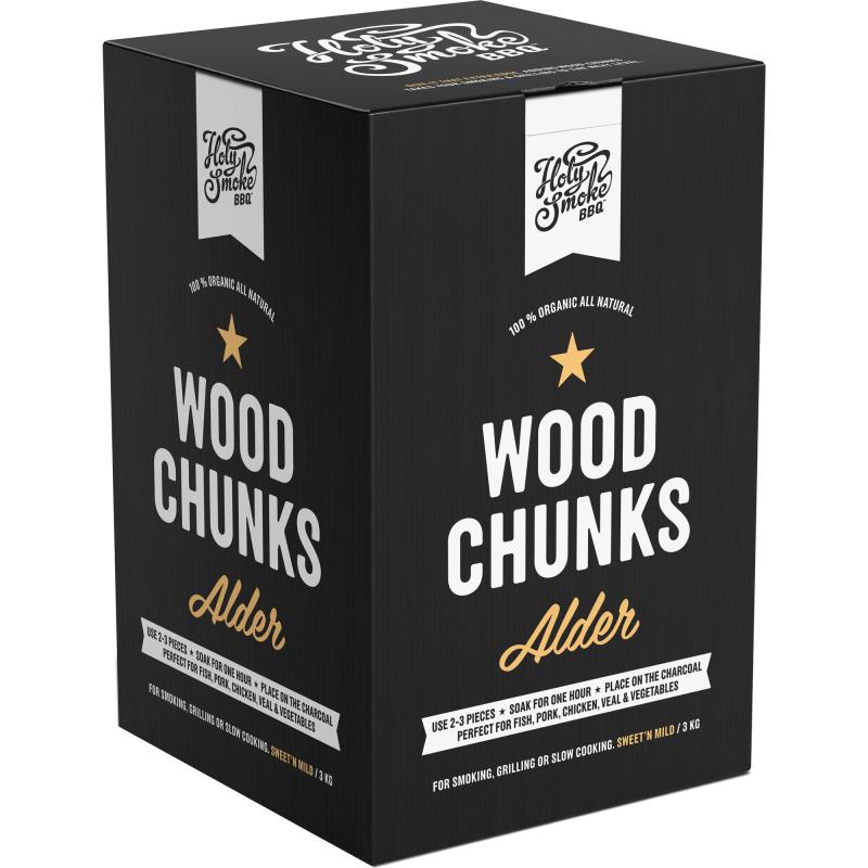 Wood Chunks 3 Kg, Alder fra Holy Smoke Bbq