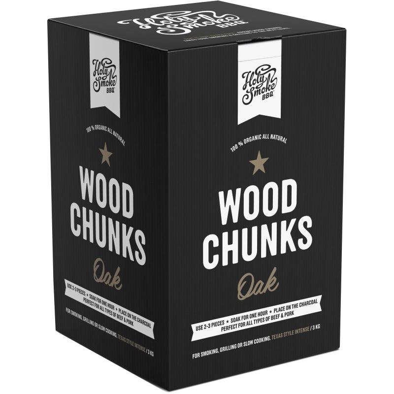 Wood Chunks 3 Kg, Oak fra Holy Smoke Bbq