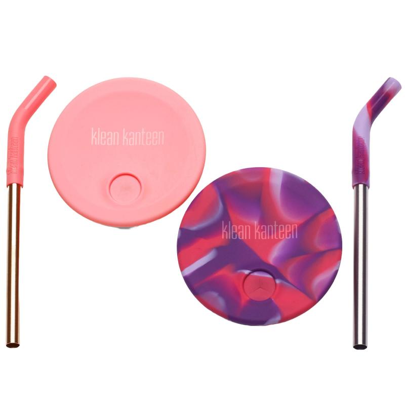 Kid Cup Straw Lid Sugerørslåg, Pink Tie Dye, 2 Stk. fra Klean Kanteen