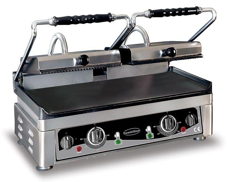 Dobbelt Klemgrill   Combisteel   Rillet Top Glat Bund fra Gastroudstyr