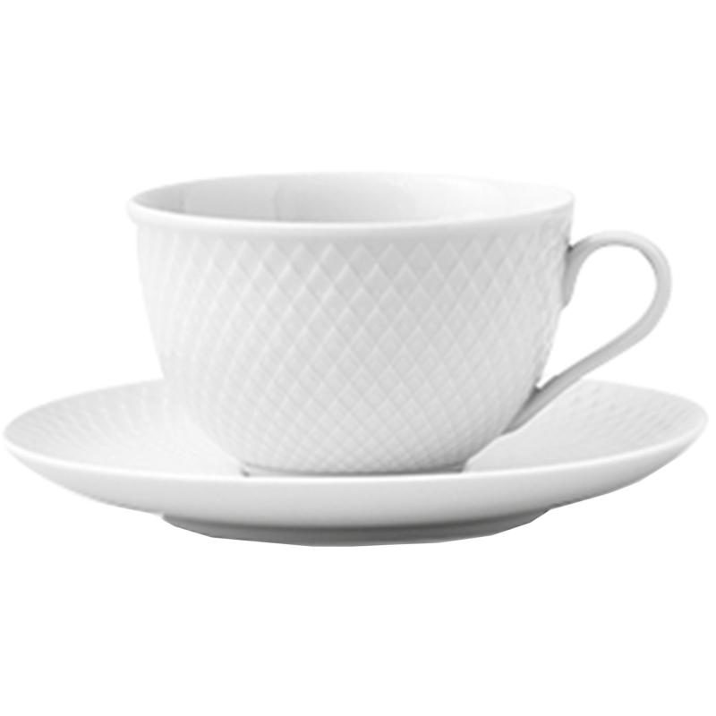 Rhombe Tekop Med Underkop, Hvid, 24 Cl fra Lyngby Porcelæn