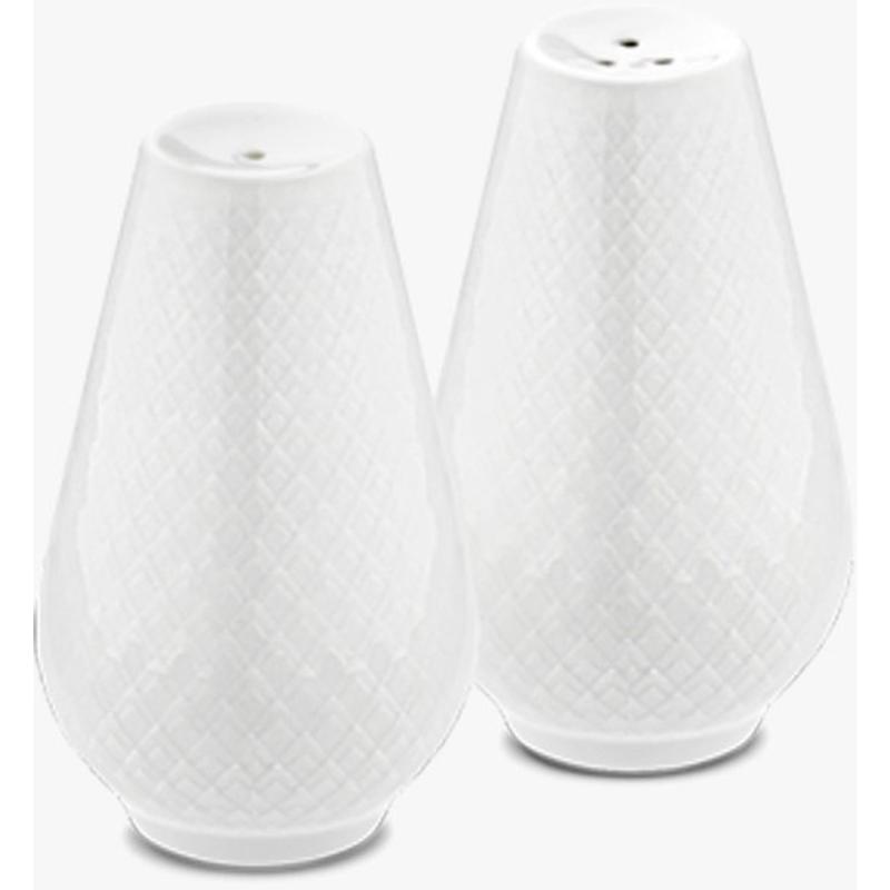 Rhombe Salt  Og Pebersæt 7 Cm., Hvid fra Lyngby Porcelæn