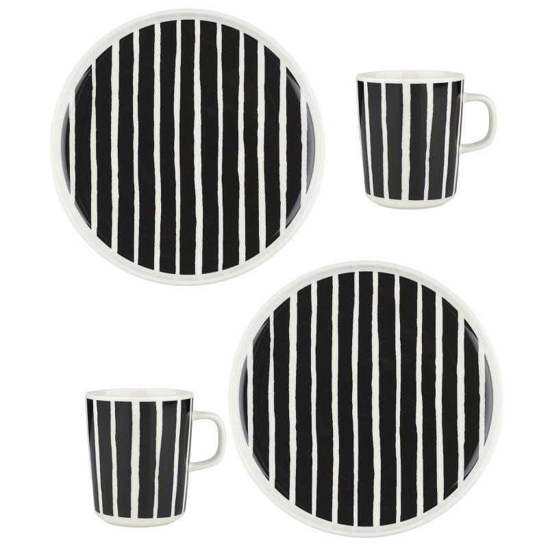 Piccolo Morgenmadssæt 4 Dele, Hvid Sort fra Marimekko