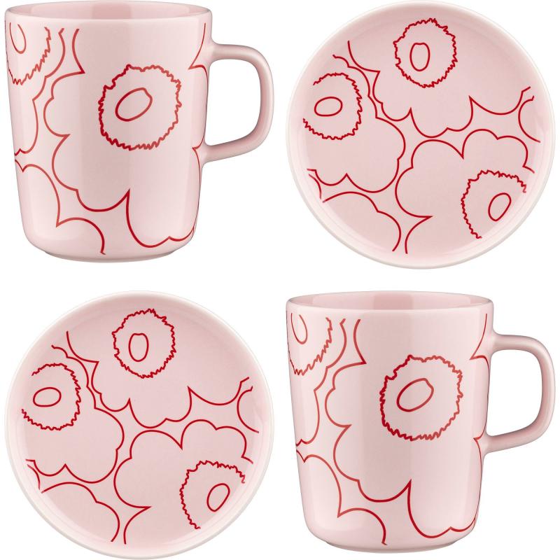 Piirto Unikko Krus & Tallerken (4 Dele) fra Marimekko