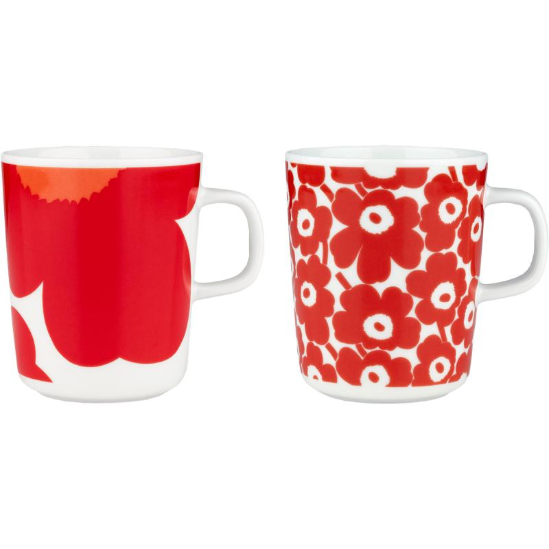 Iso Unikko + Pikkuinen Unikko Krus 2 Pack, Hvid Rød fra Marimekko