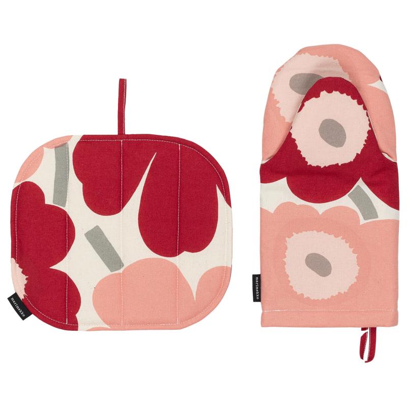 Pieni Unikko Køkkentekstiler Sæt, Cherry Rose fra Marimekko