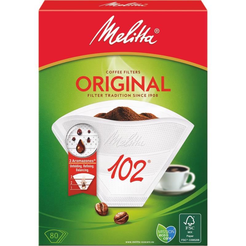 102 80 Kaffefiltre, Hvid fra Melitta