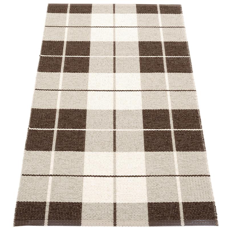 Gulvtæppe Ed, 70 X 140 Cm., Dark Brown Linen Vanilla fra Pappelina