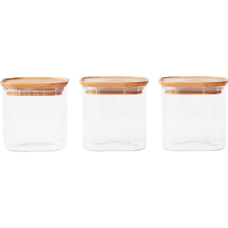 Stabelbar Opbevaringsglas 800 Ml, Bambus Glas, 3 Stk. fra Pebbly