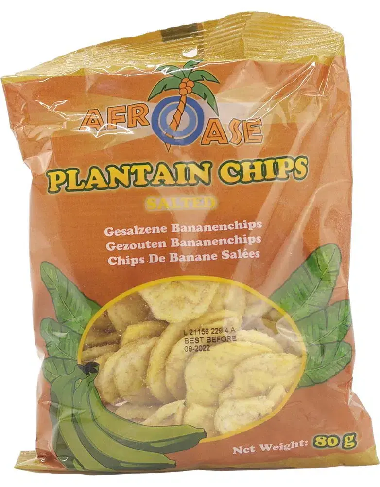Afroase Plantain Chips, Saltet 80 G