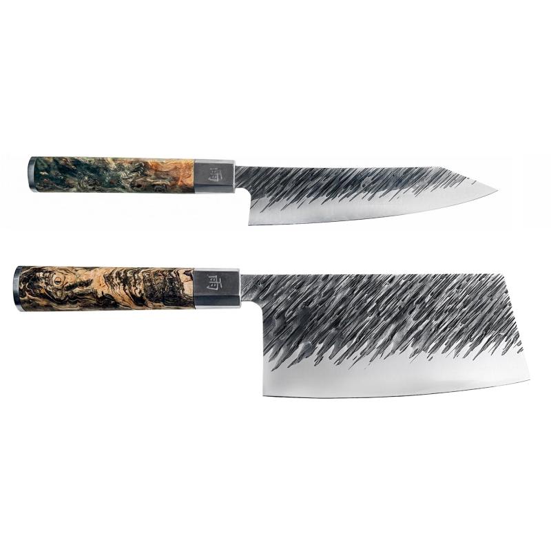 Ame Knivsæt (kinesisk Kokkekniv + Bunkakniv) fra Satake