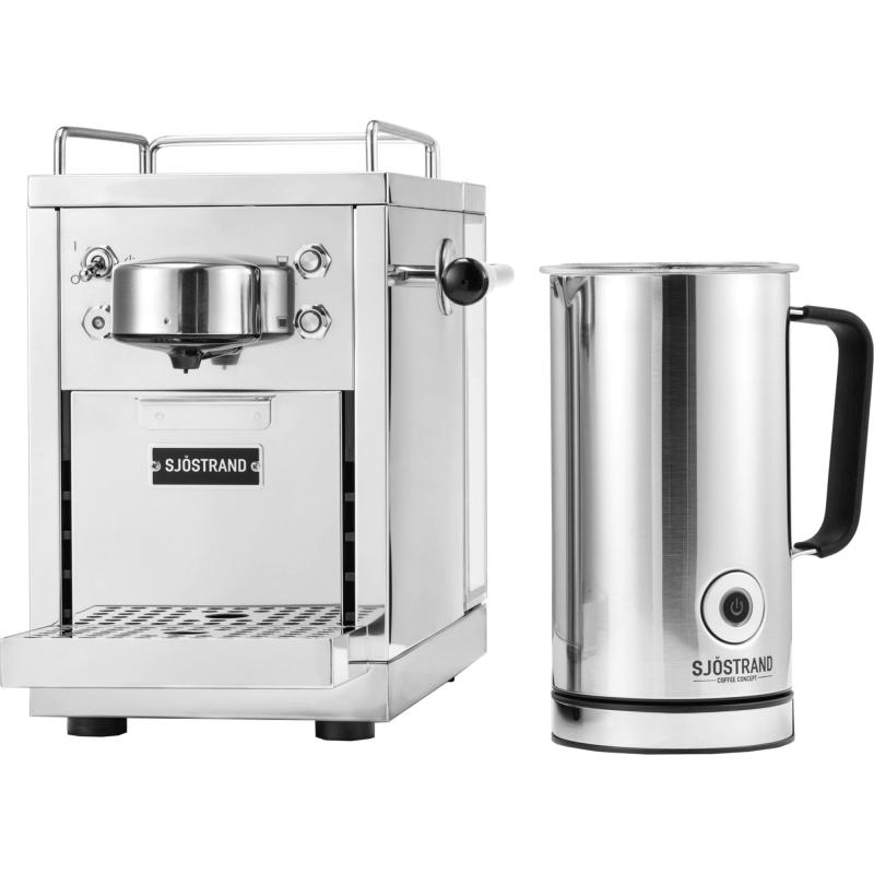Espressomaskine + Mælkeskummer fra Sjöstrand