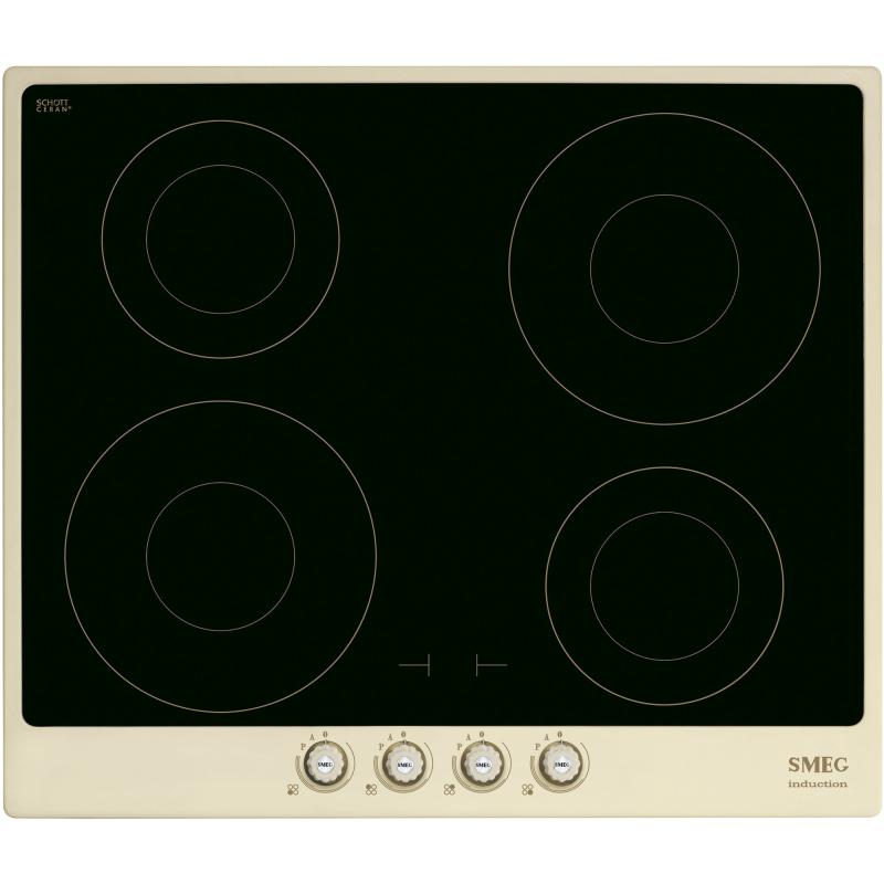 60cm Cortina Induktionskogeplade M. Ramme, Creme fra Smeg