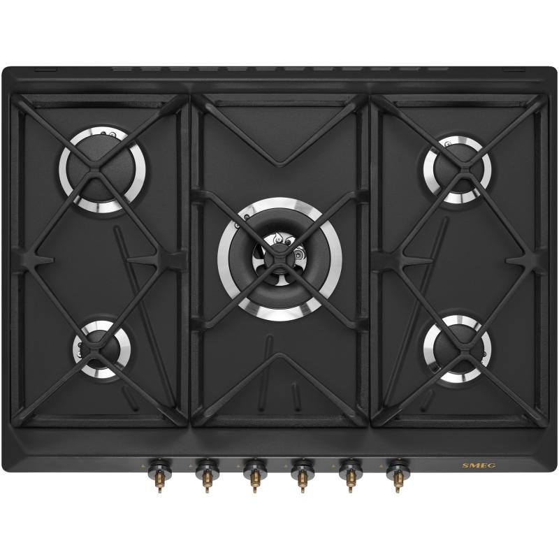 70cm Gaskogeplade Med Frontbetjening I Antracit fra Smeg