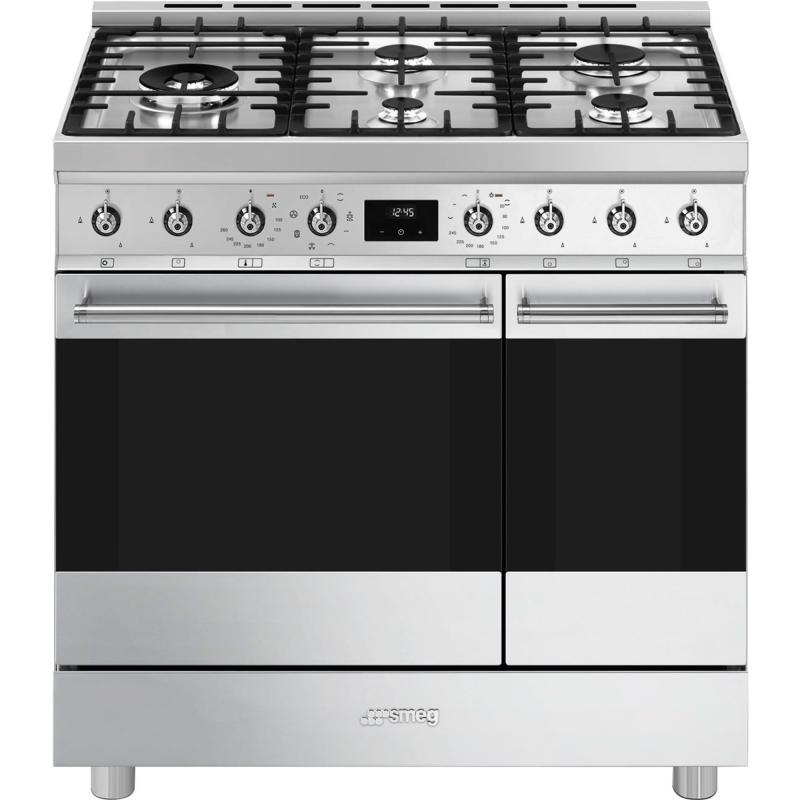 C92gmx2 Classic Gaskomfur Med 2 Ovne, 90 Cm, Rustfrit Stål fra Smeg